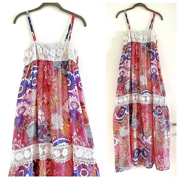 Devotion Pink Floral Silk & Lace Maxi Dress One Size - Picture 1 of 14